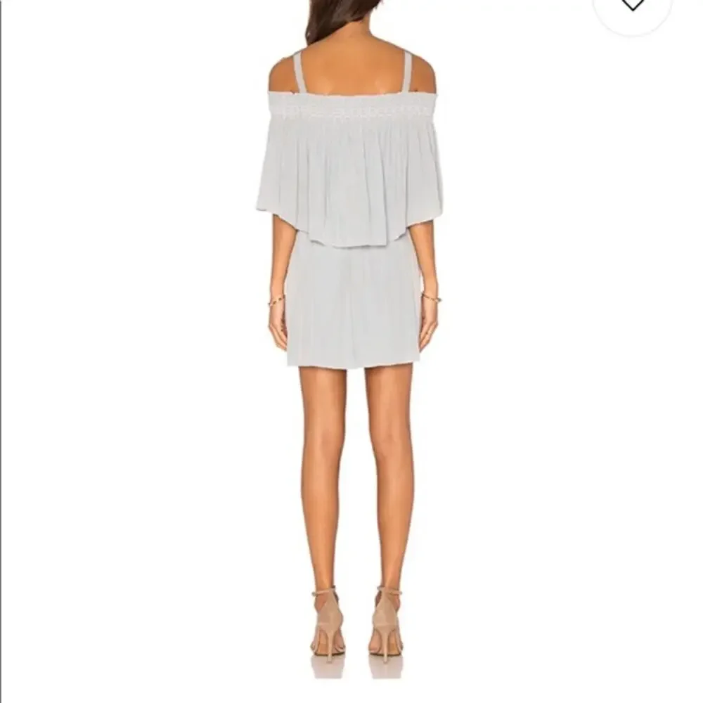 Ramy Brook Dress Womens Small Sadie Mini Ruffle Tiered Satin Silver Revolve - Picture 2 of 12
